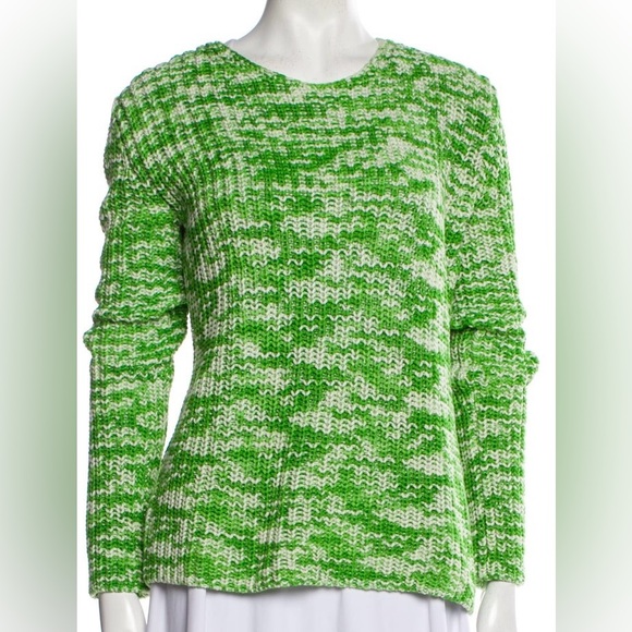 Celine green and white cable knit pullover sweater - Picture 2 of 6